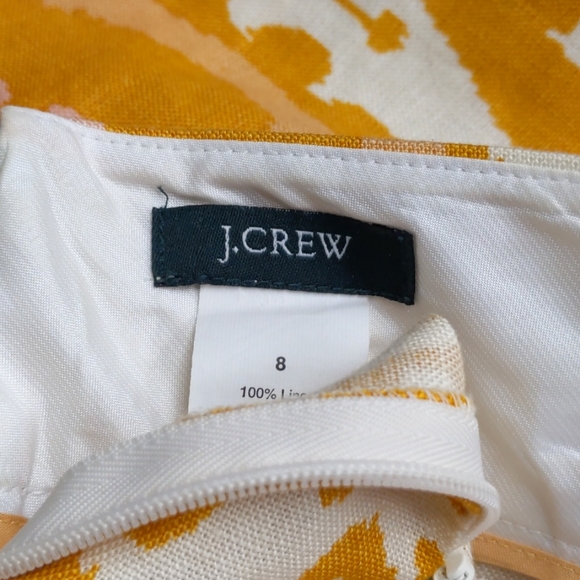 J. Crew mustard/ivory/pink print linen skirt-sz 8 - Picture 5 of 5